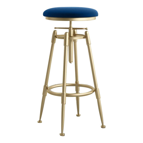 Glam Rotatable Liftable Counter Stool Iron Cafe Bar Stool with Cushion and Pedal
