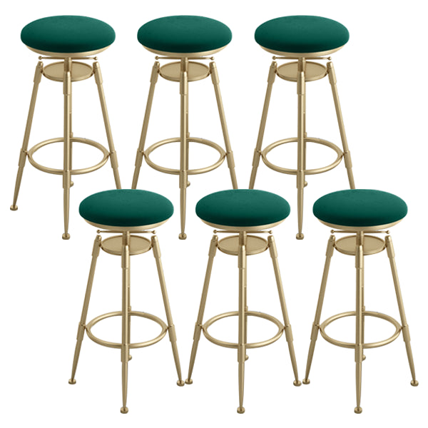 Glam Rotatable Liftable Counter Stool Iron Cafe Bar Stool with Cushion and Pedal