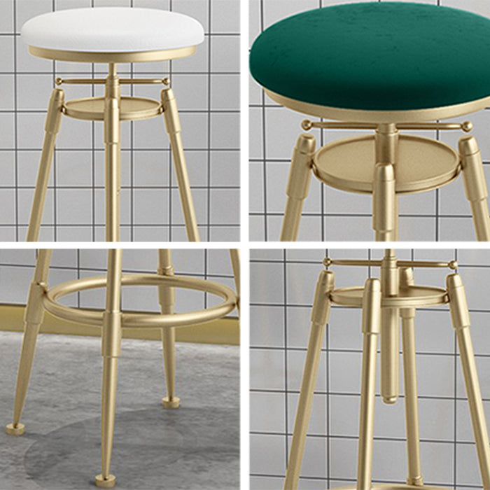 Glam Rotatable Liftable Counter Stool Iron Cafe Bar Stool with Cushion and Pedal