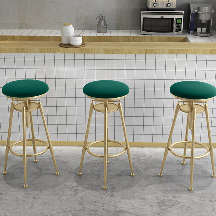 Glam Rotatable Liftable Counter Stool Iron Cafe Bar Stool with Cushion and Pedal