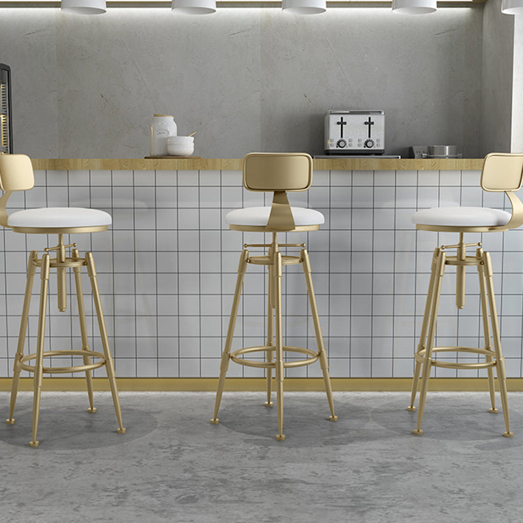 Glam Rotatable Liftable Counter Stool Iron Cafe Bar Stool with Cushion and Pedal