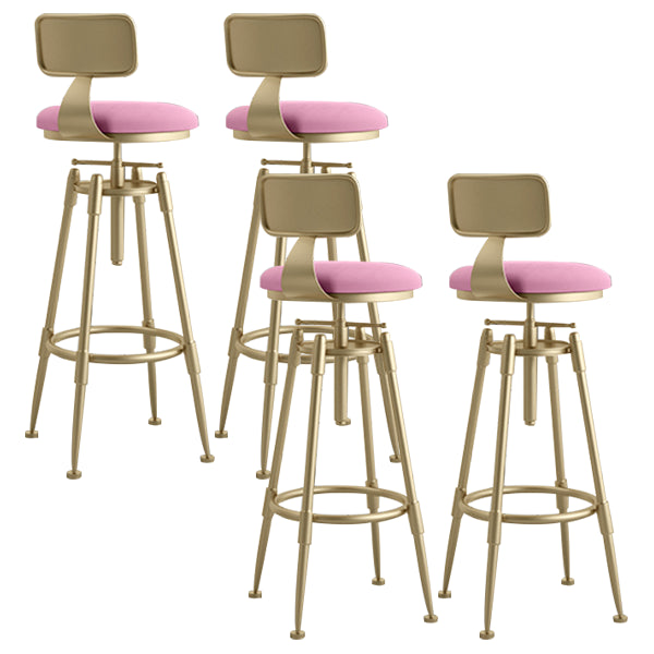 Glam Rotatable Liftable Counter Stool Iron Cafe Bar Stool with Cushion and Pedal