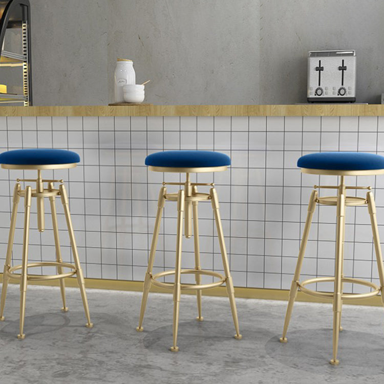 Glam Rotatable Liftable Counter Stool Iron Cafe Bar Stool with Cushion and Pedal