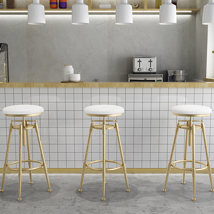 Glam Rotatable Liftable Counter Stool Iron Cafe Bar Stool with Cushion and Pedal