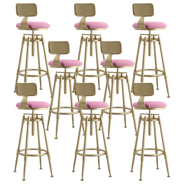 Glam Rotatable Liftable Counter Stool Iron Cafe Bar Stool with Cushion and Pedal