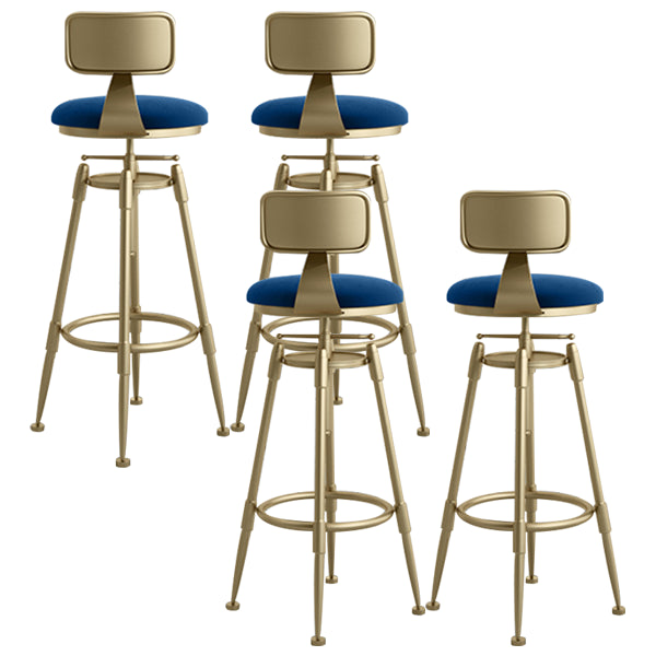 Glam Rotatable Liftable Counter Stool Iron Cafe Bar Stool with Cushion and Pedal