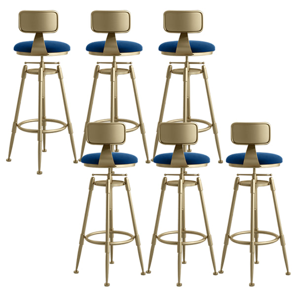 Glam Rotatable Liftable Counter Stool Iron Cafe Bar Stool with Cushion and Pedal