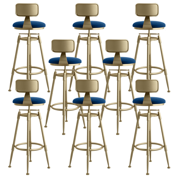 Glam Rotatable Liftable Counter Stool Iron Cafe Bar Stool with Cushion and Pedal