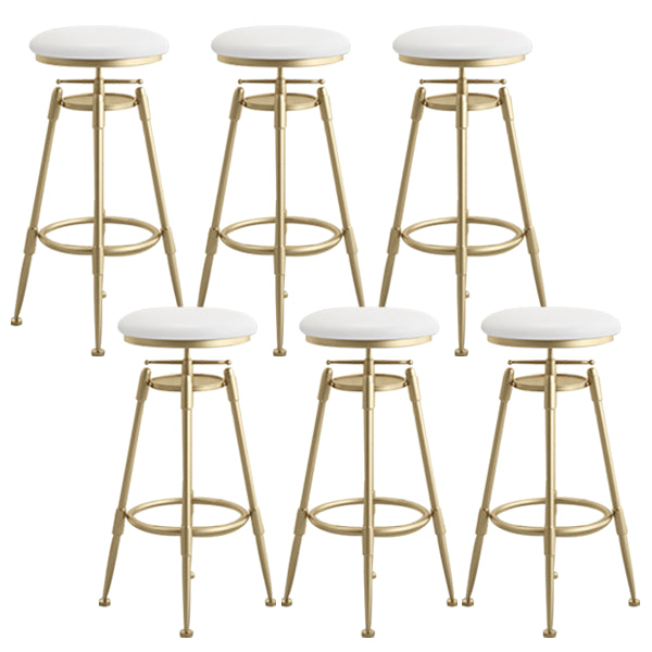 Glam Rotatable Liftable Counter Stool Iron Cafe Bar Stool with Cushion and Pedal