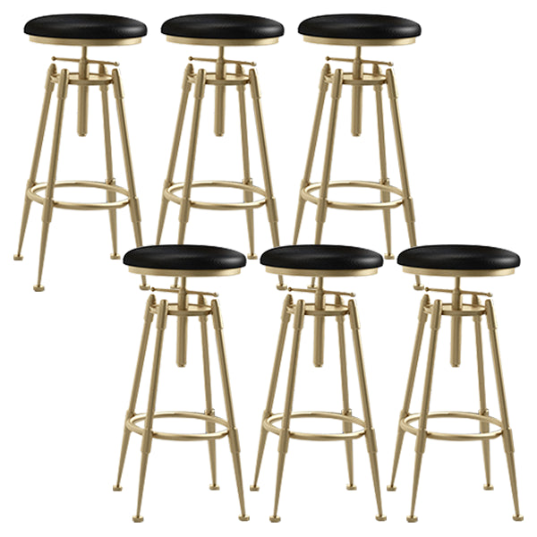 Glam Rotatable Liftable Counter Stool Iron Cafe Bar Stool with Cushion and Pedal