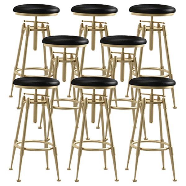 Glam Rotatable Liftable Counter Stool Iron Cafe Bar Stool with Cushion and Pedal