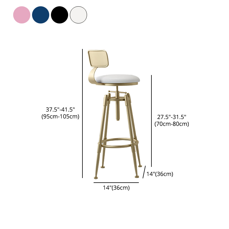 Glam Rotatable Liftable Counter Stool Iron Cafe Bar Stool with Cushion and Pedal