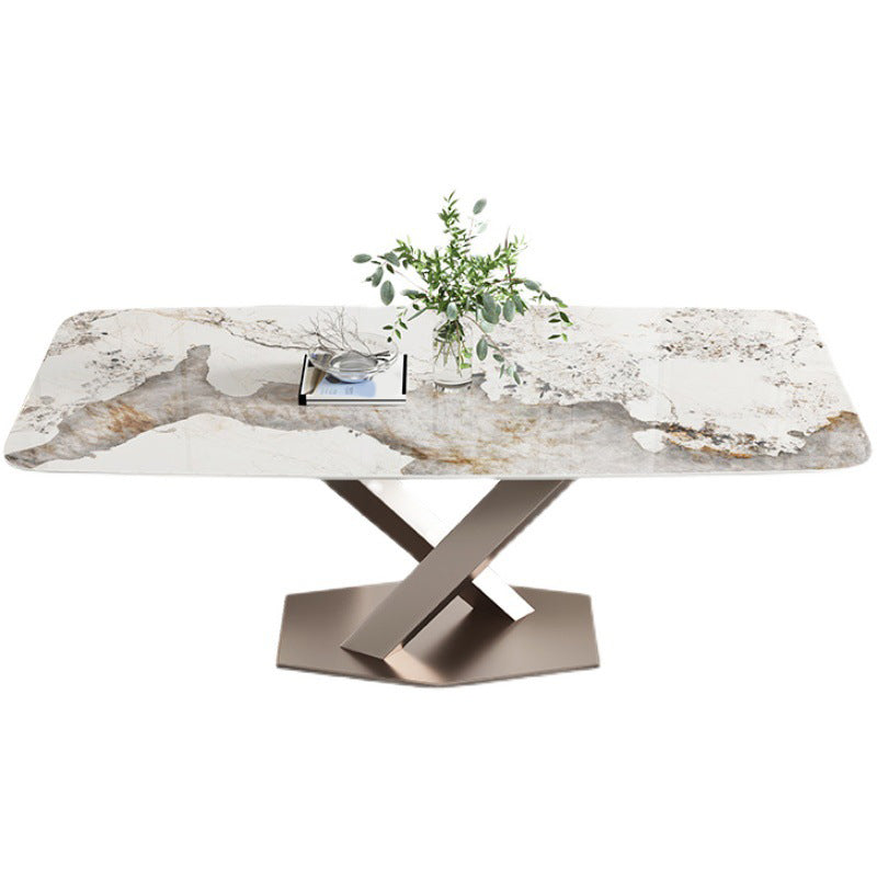 Designer Style Sintered Stone Top Dining Set 1/4/5/7 Pieces Dining Table with White Chairs