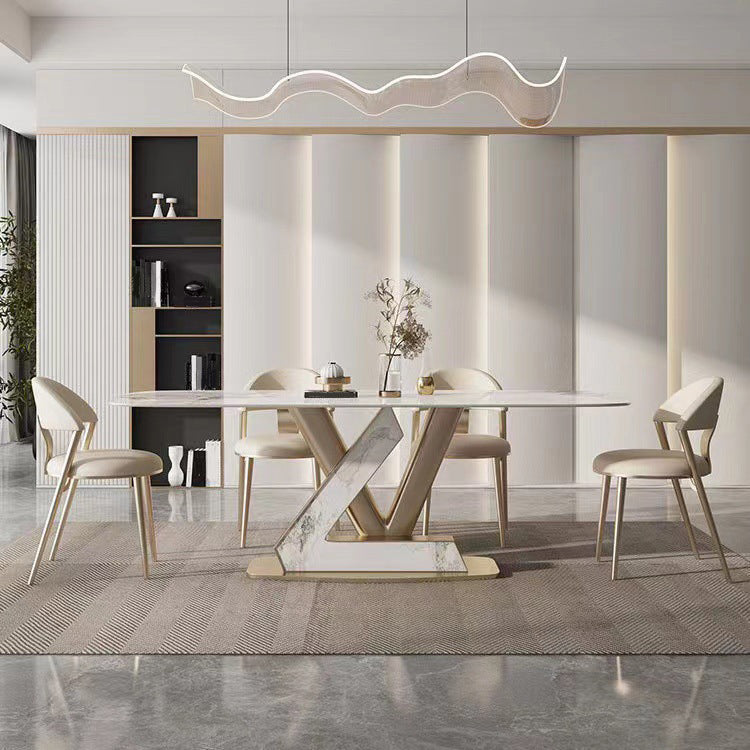 1/4/5/7/9 Pcs Dining Room Table and Chair Set Sintered Stone Dining Table Set