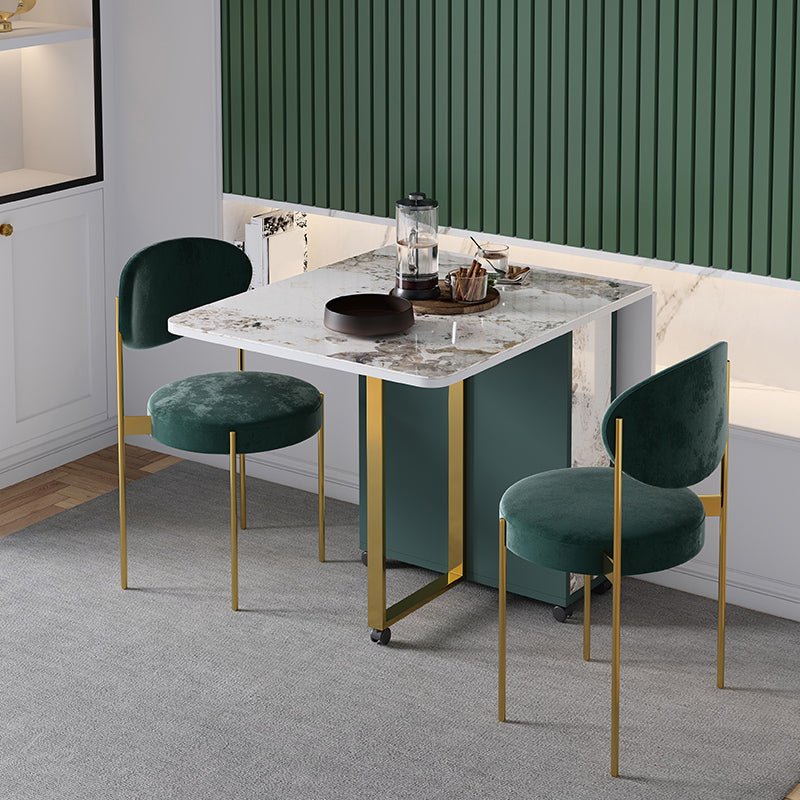 Modern Foldable Dinette Set 1/2/3/5 Pieces Rectangle White Sintered Stone Dining Table Set