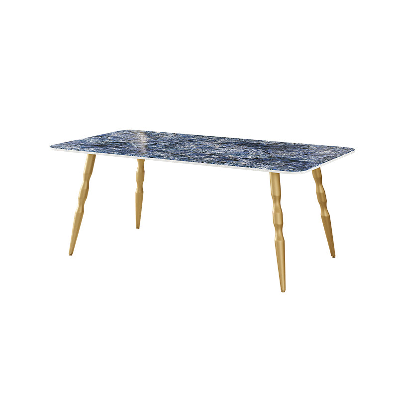 Glam Iron Dinette Set 1/2/5/7 Pieces Rectangle Sintered Stone Top Dining Table Set