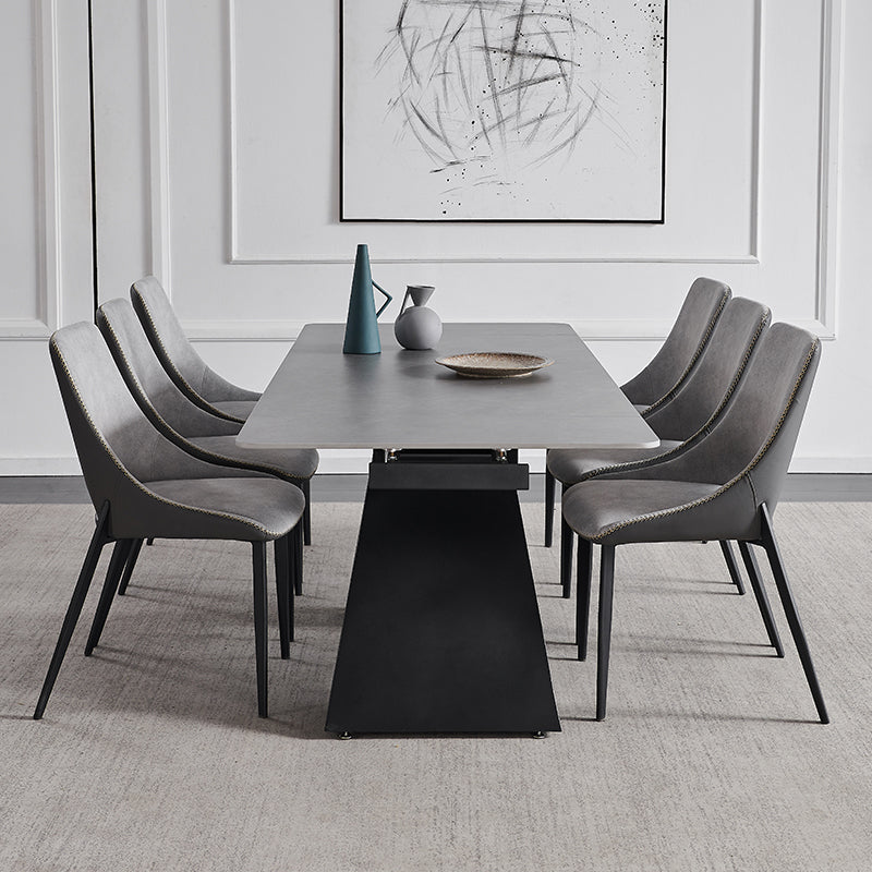 Modern Scalable Dinette Set 1/4/5/7 Pieces Grey Sintered Stone Top Dining Table Set