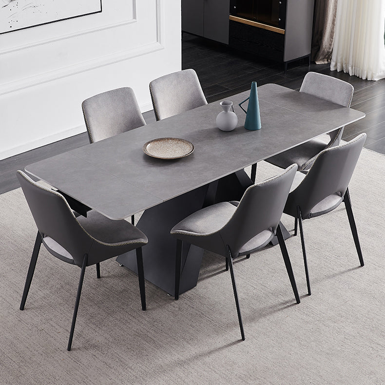 Modern Scalable Dinette Set 1/4/5/7 Pieces Grey Sintered Stone Top Dining Table Set