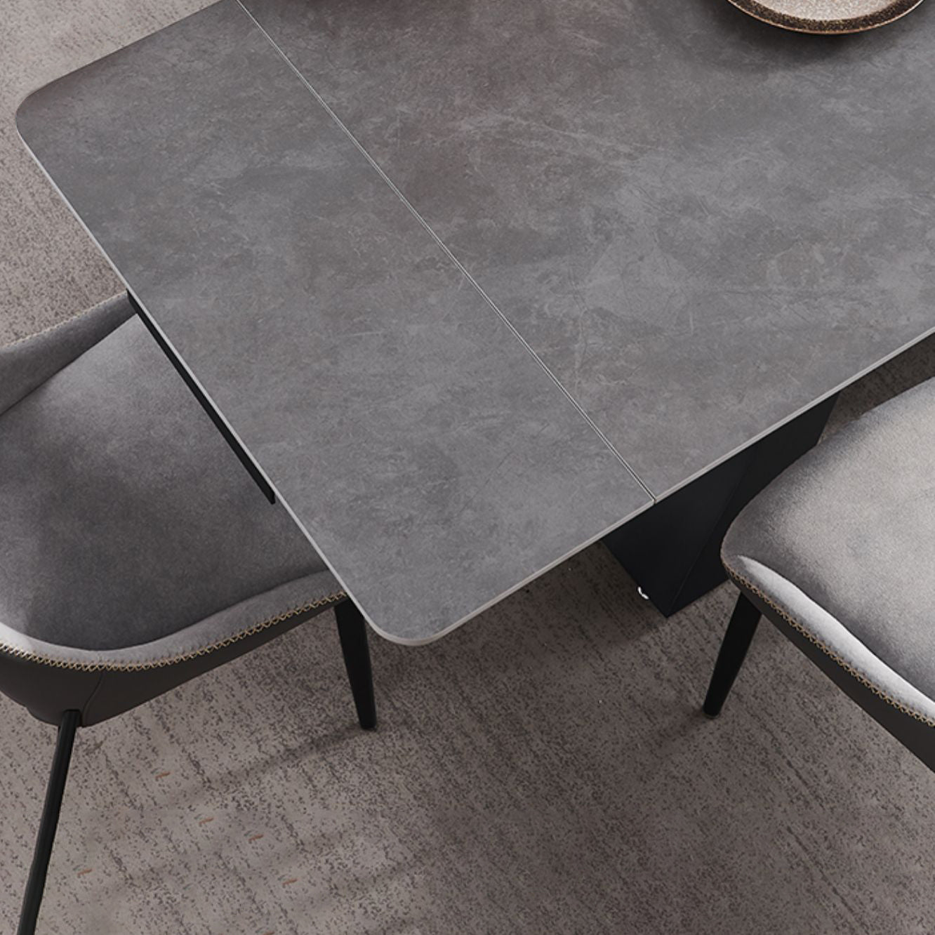 Modern Scalable Dinette Set 1/4/5/7 Pieces Grey Sintered Stone Top Dining Table Set