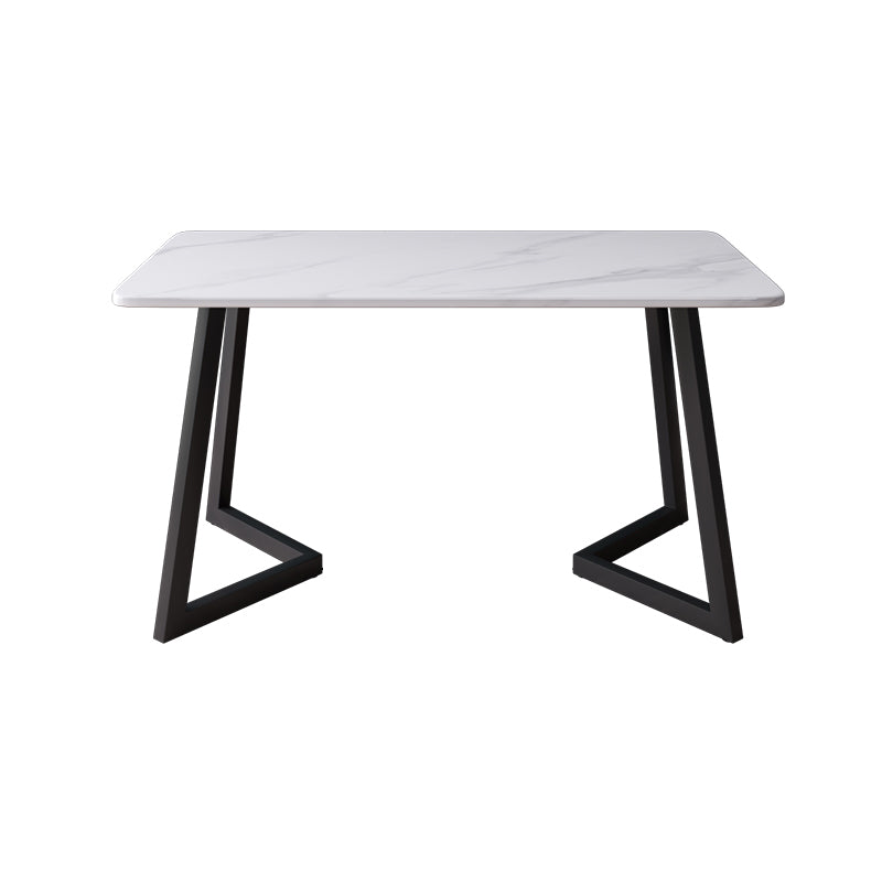 Modern Black Iron Dinette Set 1/2/5/7 Pieces Rectangle Sintered Stone Top Dining Table Set