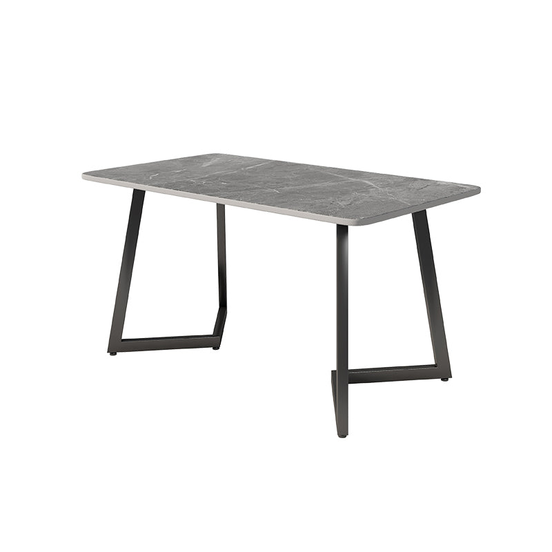 Modern Black Iron Dinette Set 1/2/5/7 Pieces Rectangle Sintered Stone Top Dining Table Set