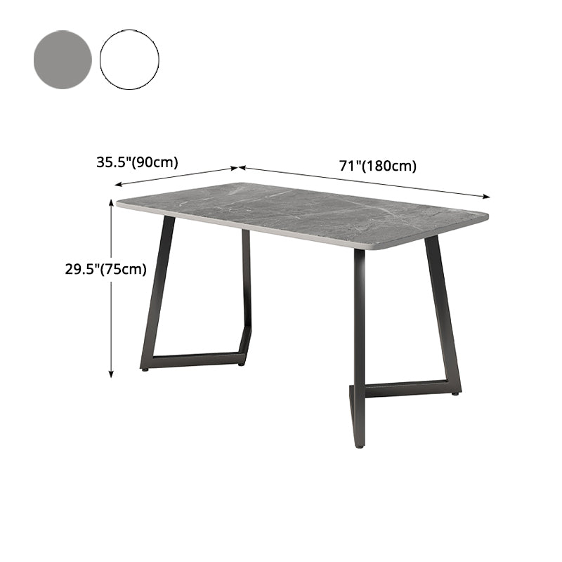 Modern Black Iron Dinette Set 1/2/5/7 Pieces Rectangle Sintered Stone Top Dining Table Set