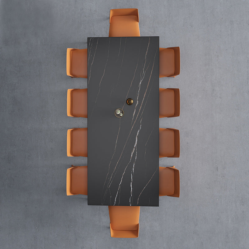 Modern Aluminium Dinette Set 1/2/4/9/10/11 Pieces Black Sintered Stone Dining Table Set