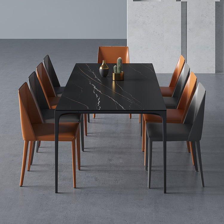 Modern Aluminium Dinette Set 1/2/4/9/10/11 Pieces Black Sintered Stone Dining Table Set
