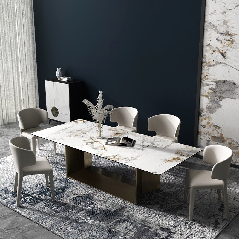 Designer Style Sintered Stone Dining Set Rectangle 1/2/3/6/7 Pieces Dining Room Table Set