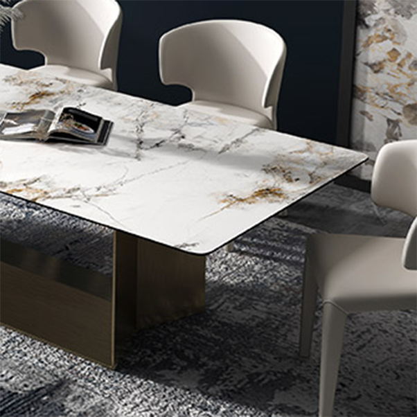 Designer Style Sintered Stone Dining Set Rectangle 1/2/3/6/7 Pieces Dining Room Table Set
