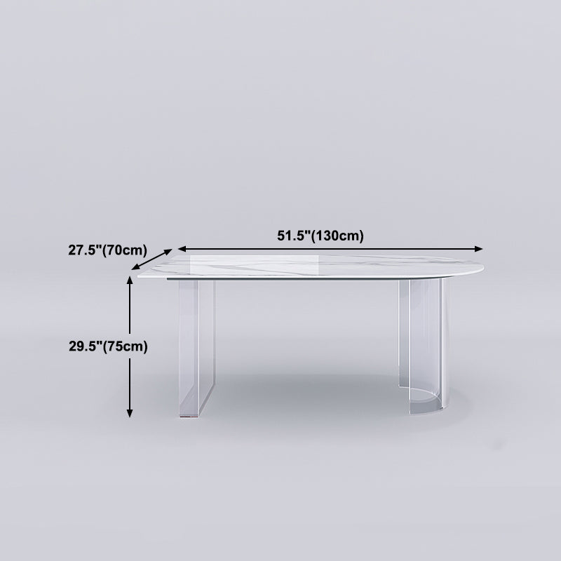 Stone Center Top Dining table Acrylic Double Pedestal Modern White Dinette Table