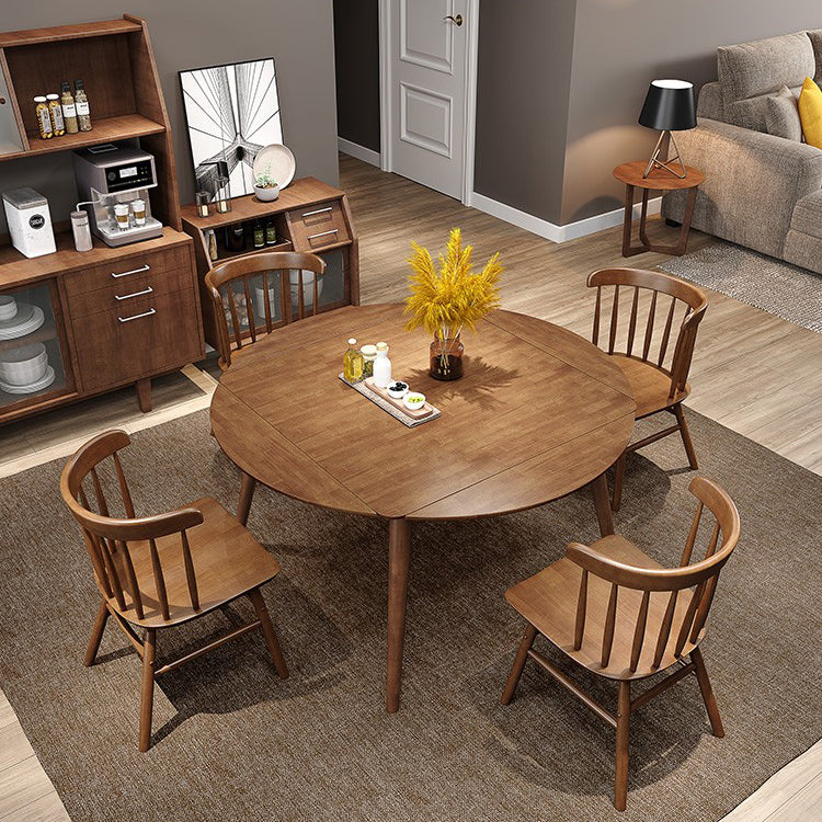 Industrial Solid Wood Dining Table Extendable Trestle Dining Table with 4 Legs
