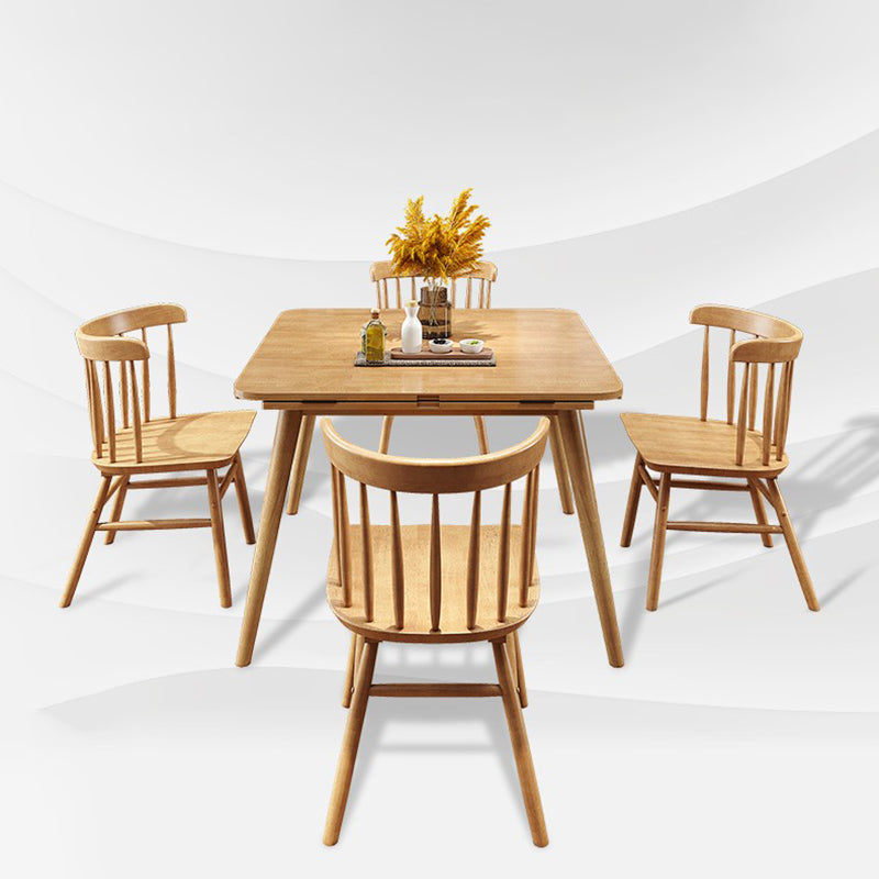 Industrial Solid Wood Dining Table Extendable Trestle Dining Table with 4 Legs