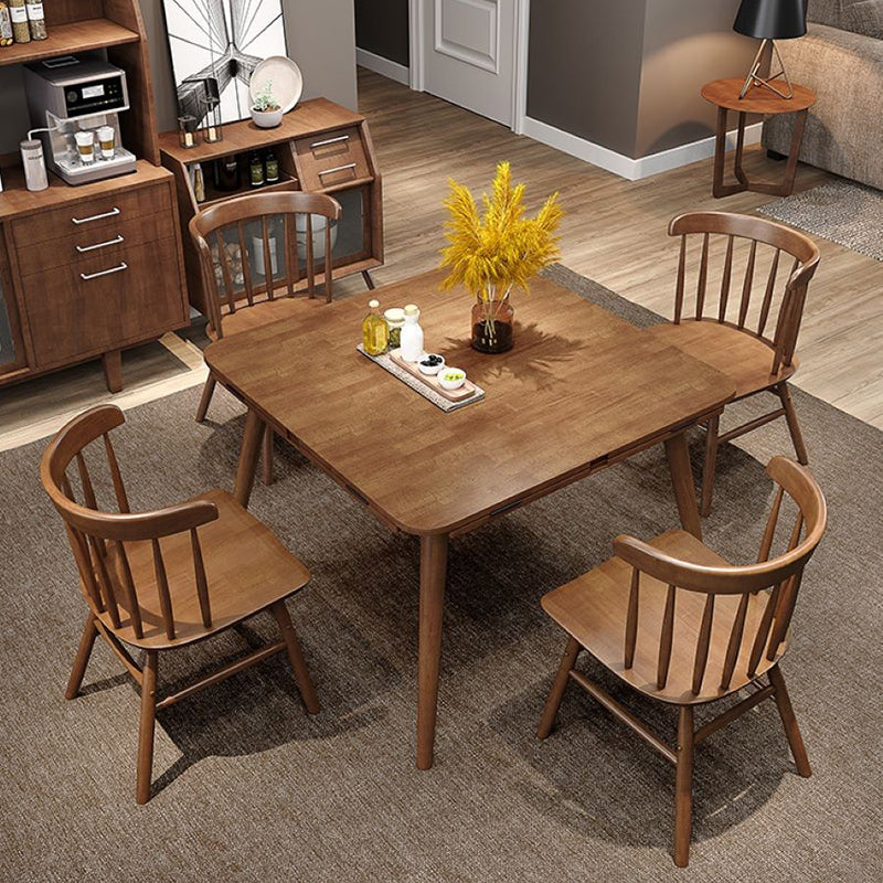 Industrial Solid Wood Dining Table Extendable Trestle Dining Table with 4 Legs