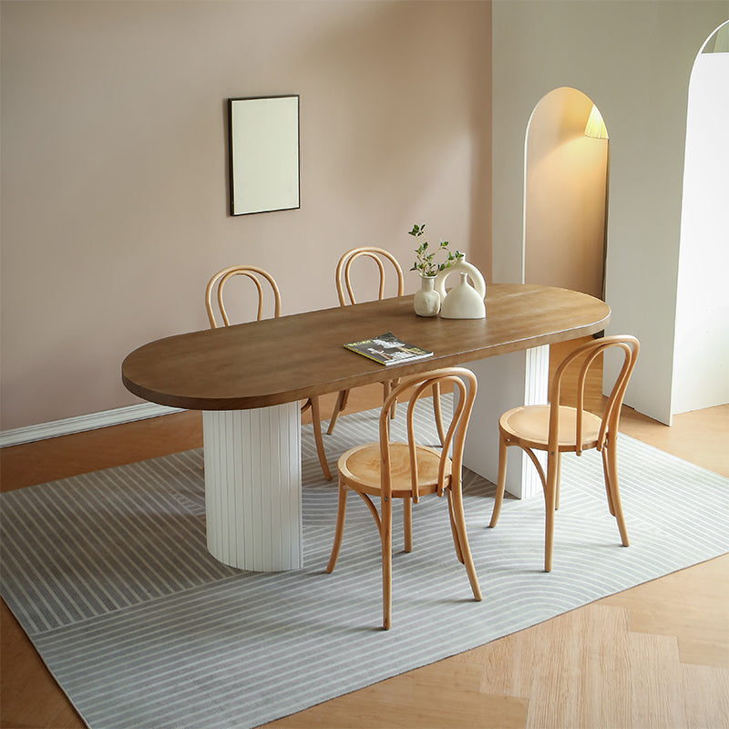 Modern Dining Oval Table Dining Wooden Table for Restaurant with Wood Legs