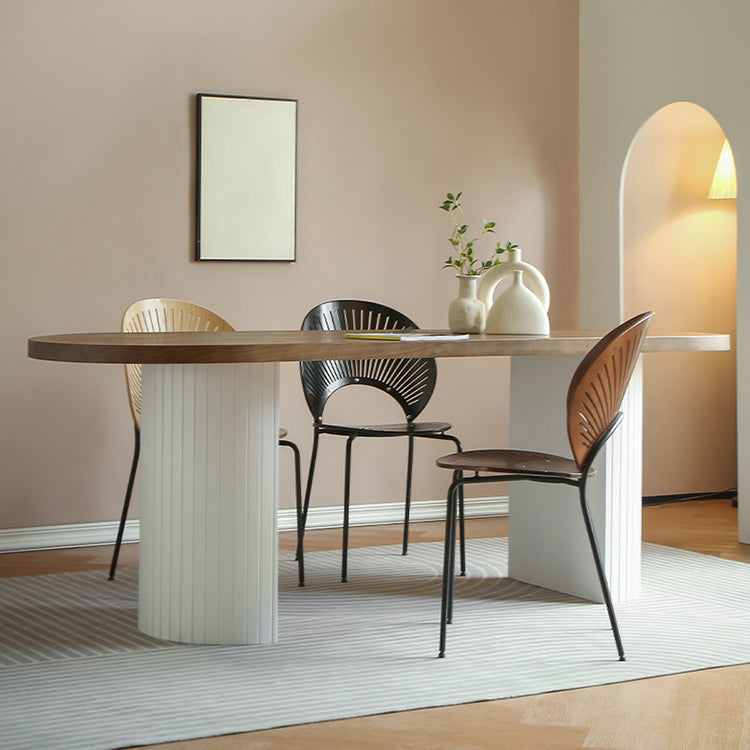Modern Dining Oval Table Dining Wooden Table for Restaurant with Wood Legs