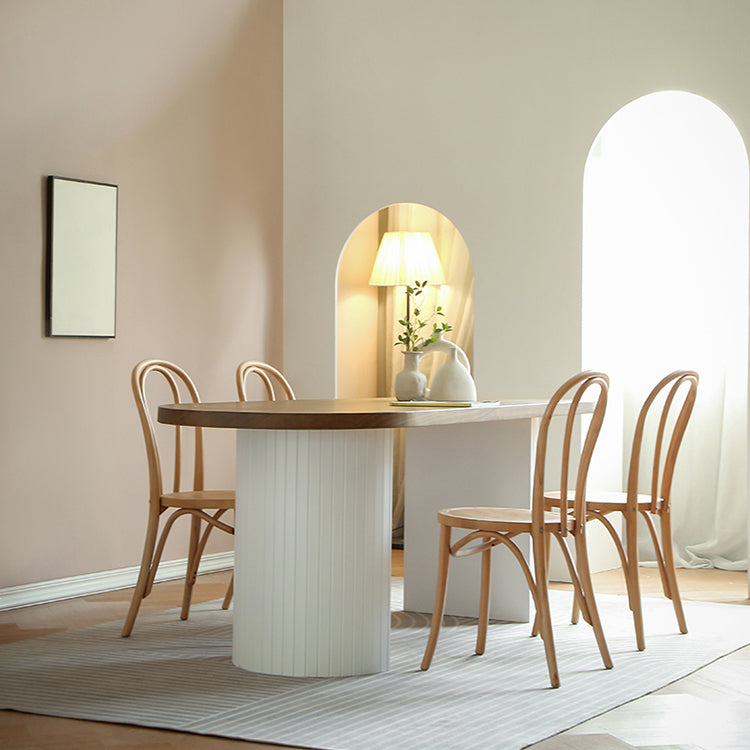 Modern Dining Oval Table Dining Wooden Table for Restaurant with Wood Legs