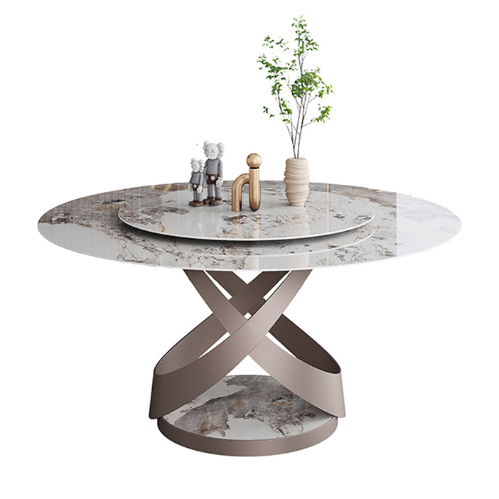 Modern Home Sintered Stone Table Round Pedestal Dining Table