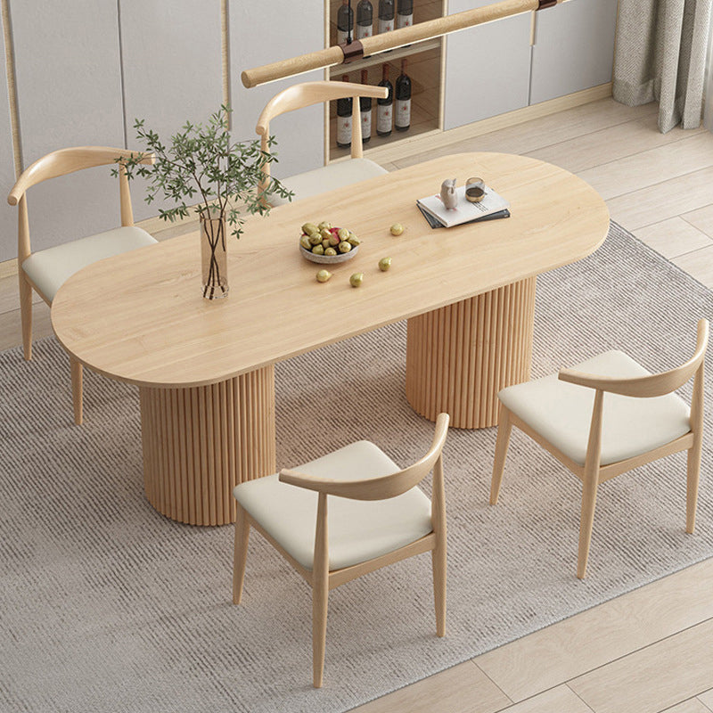 Contemporary Style Dining Oval Table Dining Wooden Table for Restaurant with Wood Legs