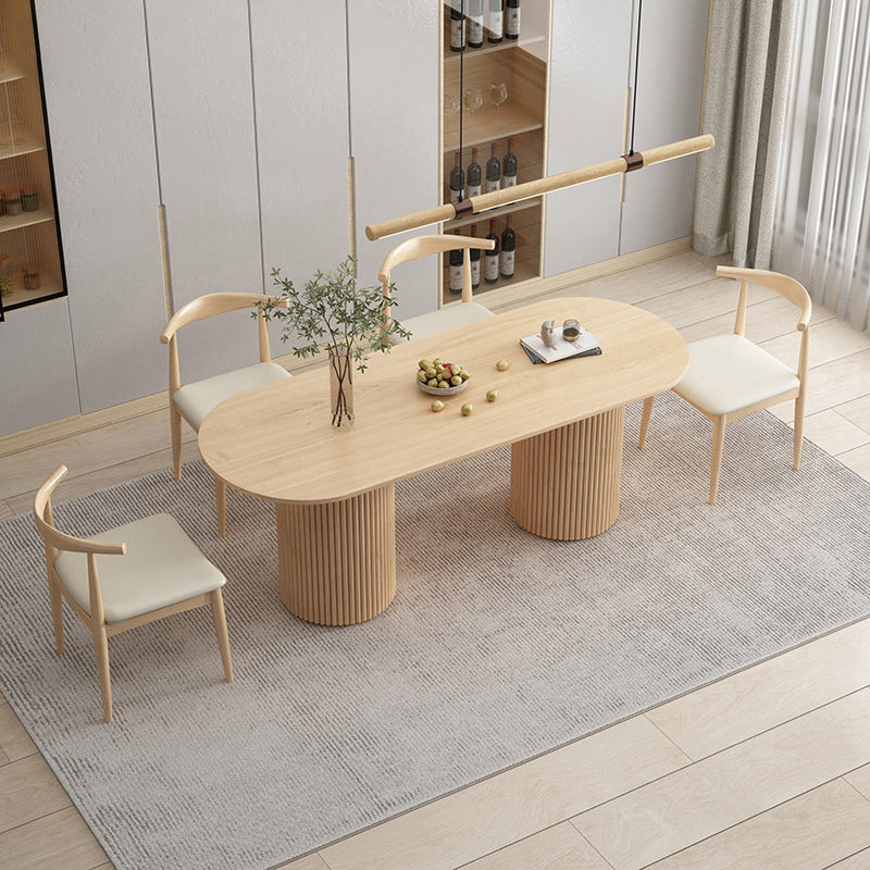 Contemporary Style Dining Oval Table Dining Wooden Table for Restaurant with Wood Legs