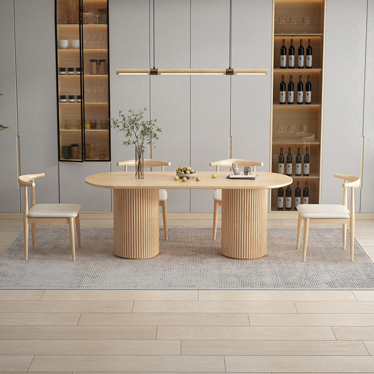 Contemporary Style Dining Oval Table Dining Wooden Table for Restaurant with Wood Legs