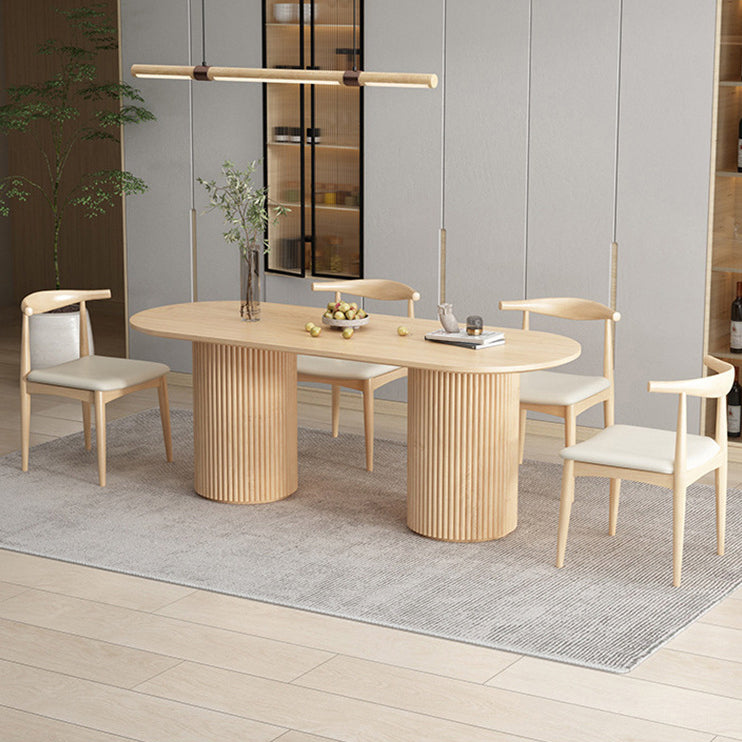 Contemporary Style Dining Oval Table Dining Wooden Table for Restaurant with Wood Legs