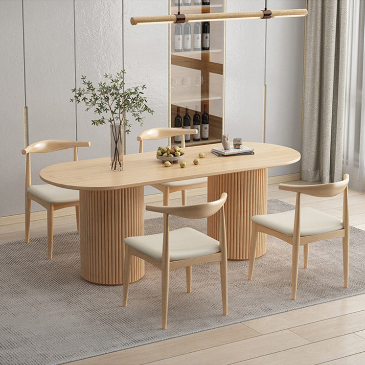 Contemporary Style Dining Oval Table Dining Wooden Table for Restaurant with Wood Legs