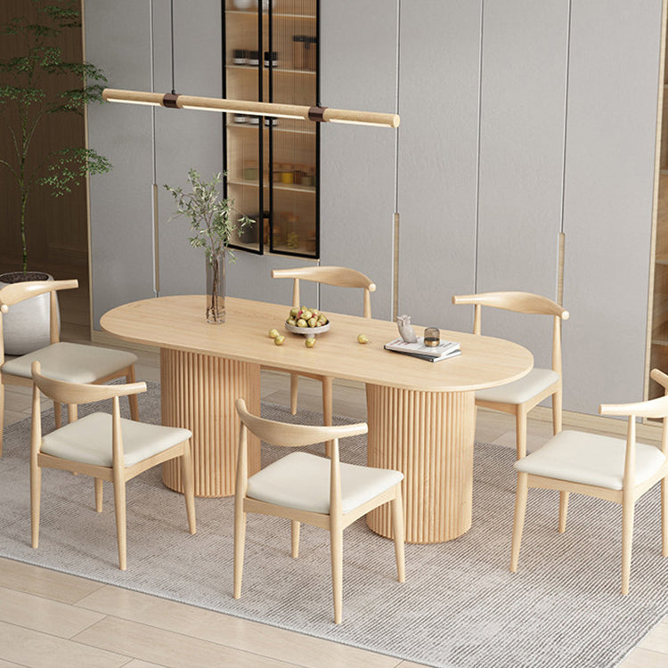 Contemporary Style Dining Oval Table Dining Wooden Table for Restaurant with Wood Legs