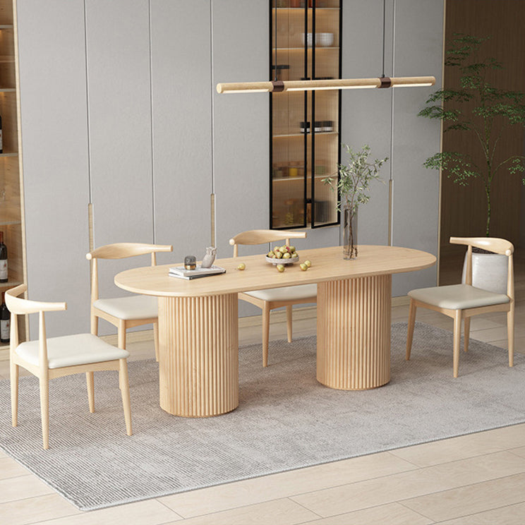 Contemporary Style Dining Oval Table Dining Wooden Table for Restaurant with Wood Legs