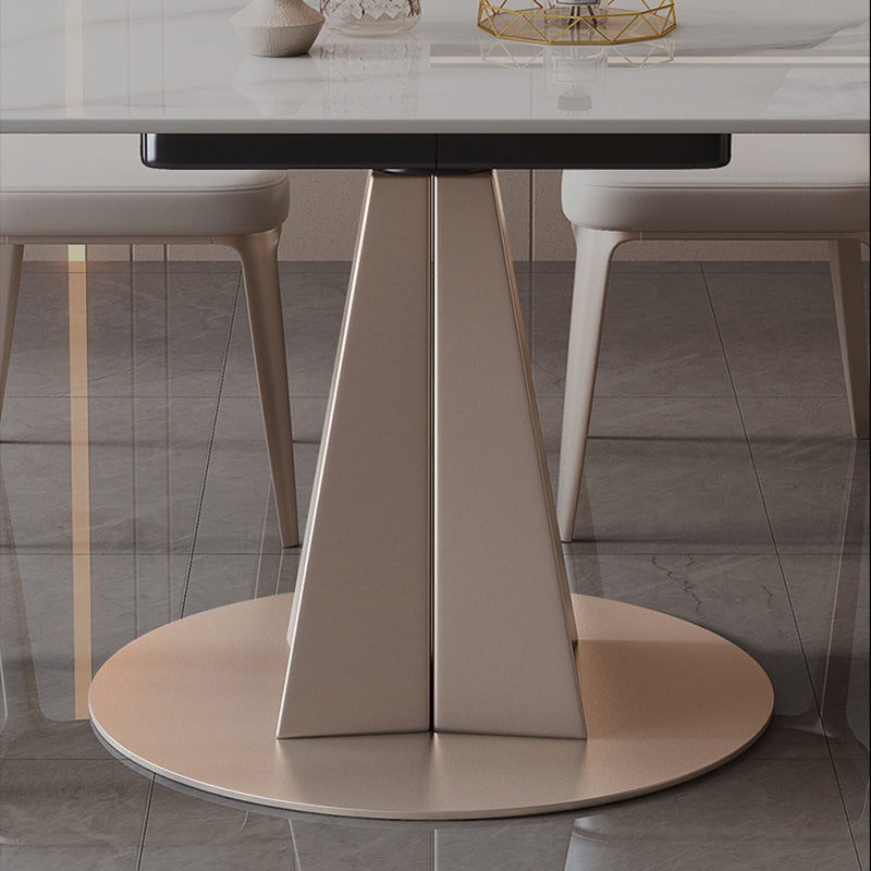 Modern Style Metal Dining Table Sintered Stone Top Table for Dining Room