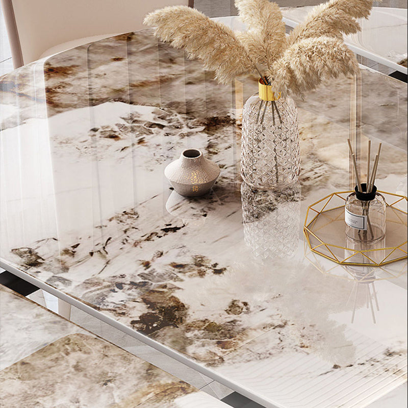Modern Style Metal Dining Table Sintered Stone Top Table for Dining Room
