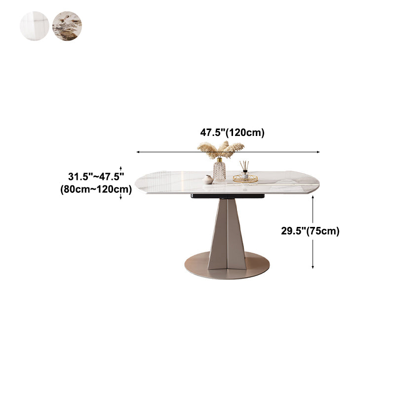 Modern Style Metal Dining Table Sintered Stone Top Table for Dining Room