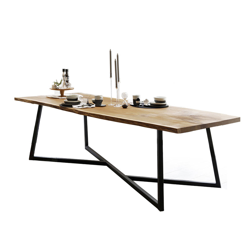 Industrial Solid Wood Table for Restaurant Rectangle Dining Table with Trestle Base