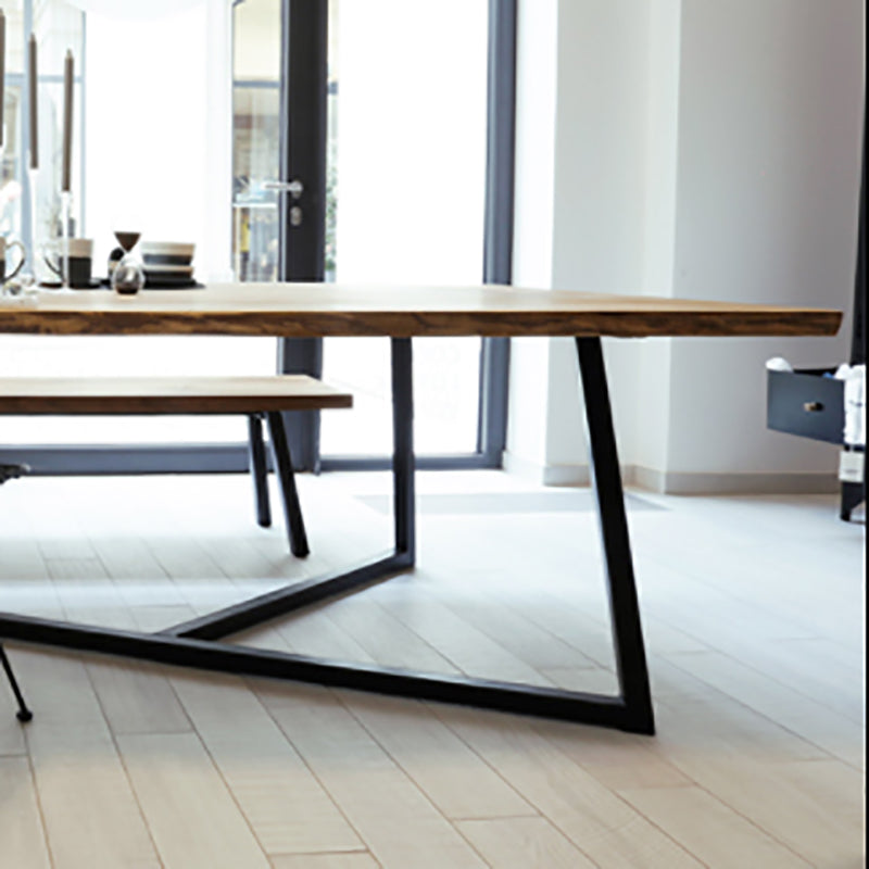 Industrial Solid Wood Table for Restaurant Rectangle Dining Table with Trestle Base